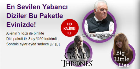 Digiturk Dizi Paketi - İlk 3 Ay 18,5 TL 